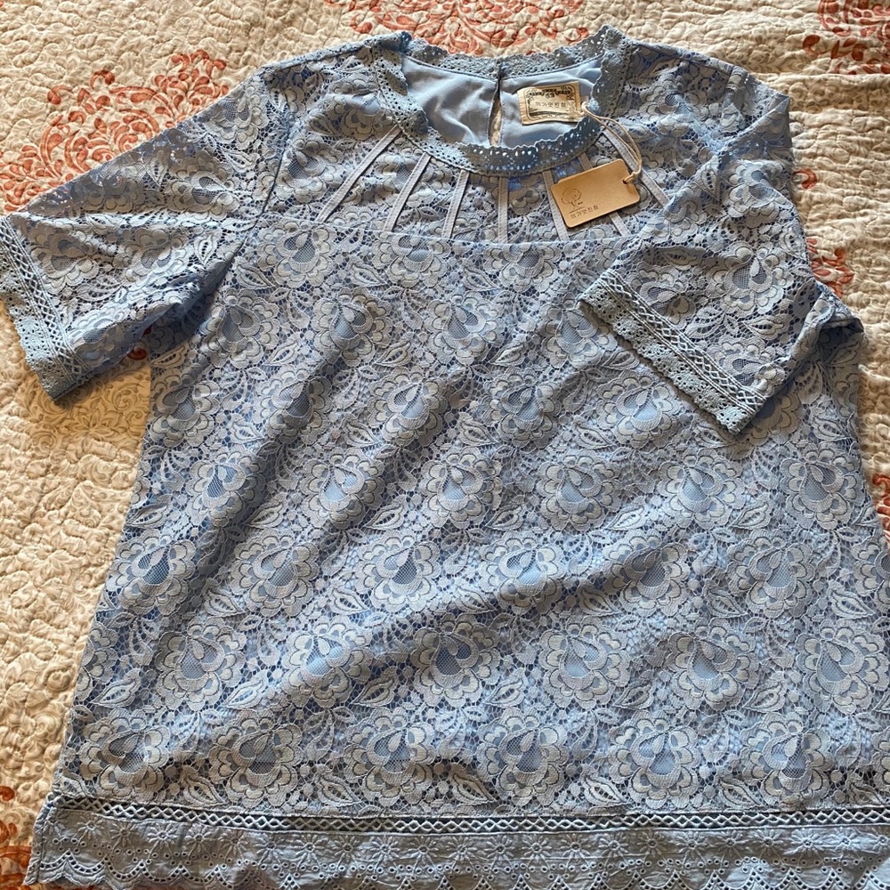 Women embroidered lace shirt